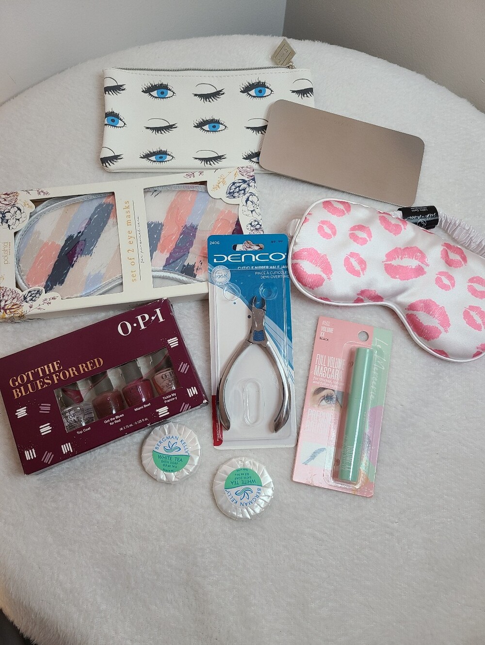 10pc Beauty Accessories Bundle - Sleep Mask, Mirror, Pouch & Polish